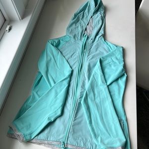this is a teal, Lululemon light weight, coat style any outfit!!